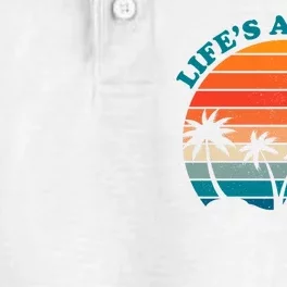 Lifes A Beach Retro Sunset Palm Tree Dry Zone Grid Performance Polo