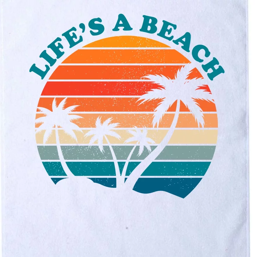 Lifes A Beach Retro Sunset Palm Tree Platinum Collection Golf Towel