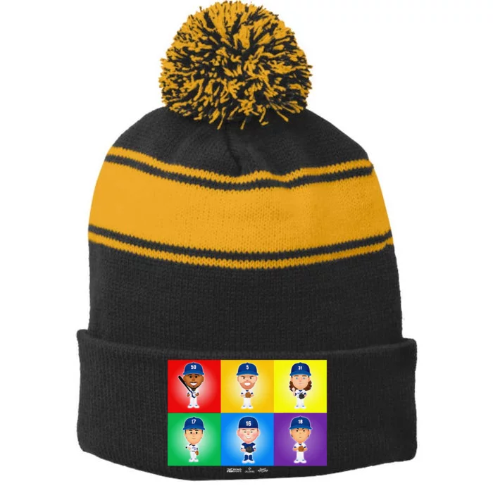 Los Angeles Baseball Rainbow Pride Stripe Pom Pom Beanie