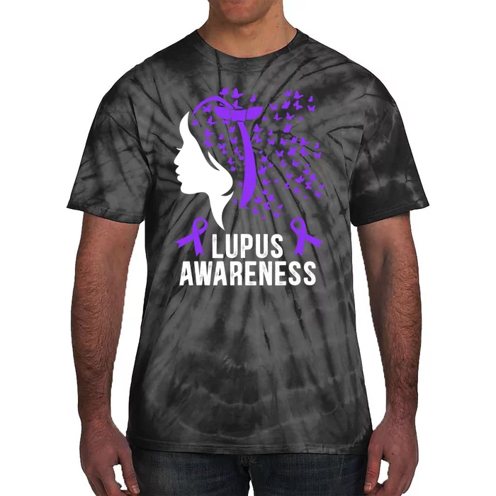 Lupus Awareness Butterfly Wear Purple Autoimmune Disease Lupus Fighter Tie-Dye T-Shirt