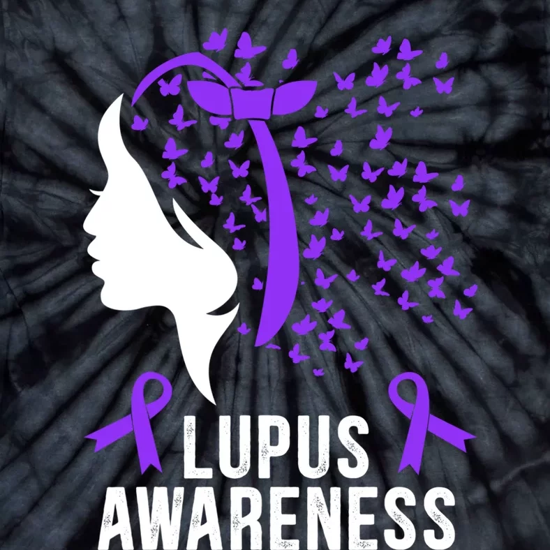 Lupus Awareness Butterfly Wear Purple Autoimmune Disease Lupus Fighter Tie-Dye T-Shirt