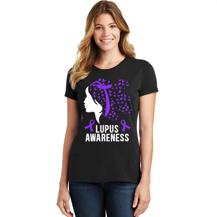 Lupus Awareness Butterfly Wear Purple Autoimmune Disease Lupus Fighter Women's T-Shirt