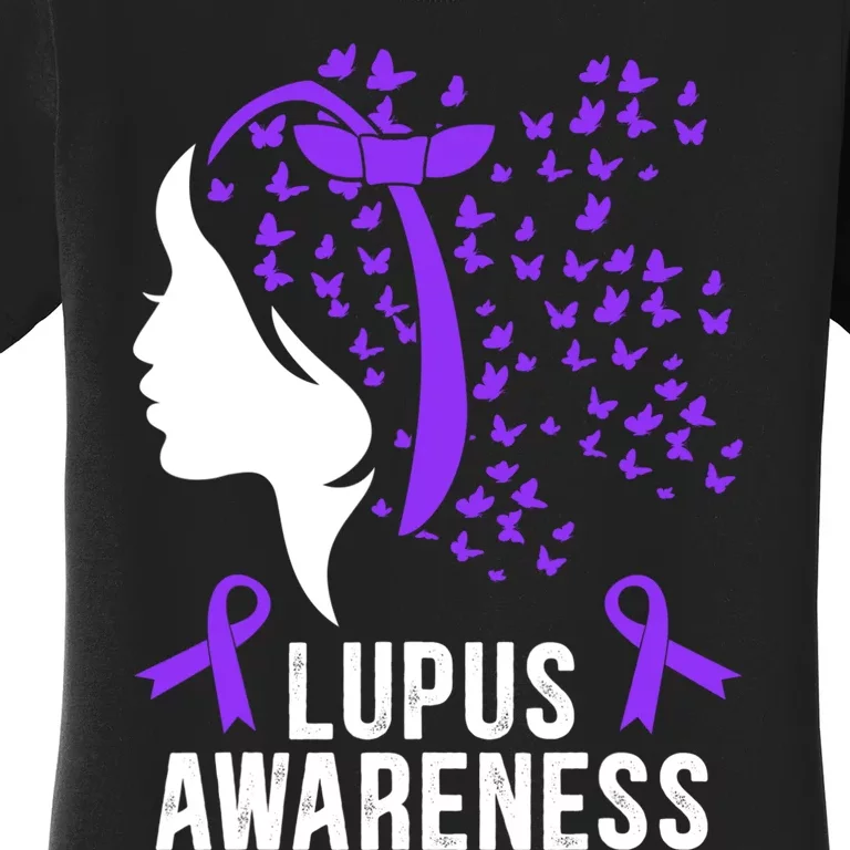 Lupus Awareness Butterfly Wear Purple Autoimmune Disease Lupus Fighter Women's T-Shirt