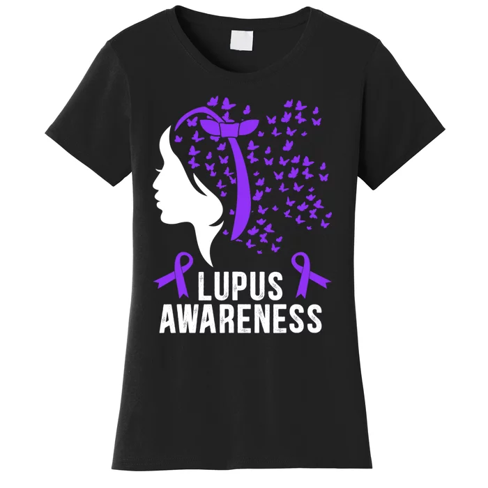 Lupus Awareness Butterfly Wear Purple Autoimmune Disease Lupus Fighter Women's T-Shirt