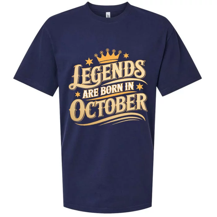 Legends Are Born October Crown And Stars Birthday Sueded Cloud Jersey T-Shirt