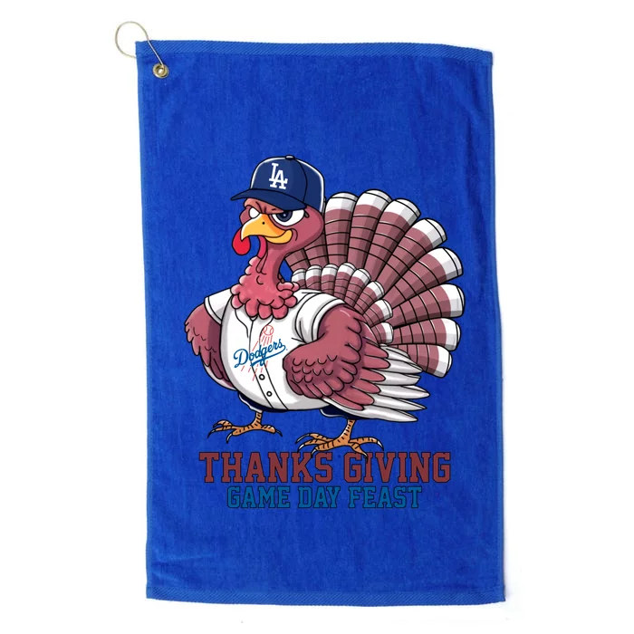 Los Angeles Baseball Turkey Thanksgiving Game Day Feast Platinum Collection Golf Towel