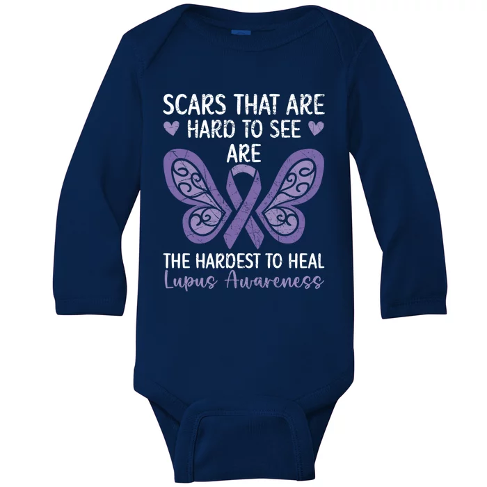 Lupus Awareness Butterfly Wear Purple Sle Autoimmune Disease Meaningful Gift Baby Long Sleeve Bodysuit