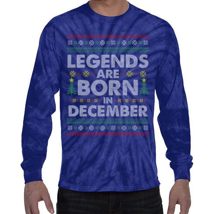 Legends Are Born In December Ugly Christmas Tie-Dye Long Sleeve Shirt