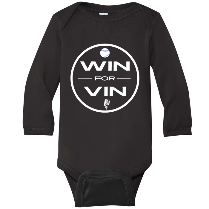 Los Angeles Baseball Win For Vin Microphone Baby Long Sleeve Bodysuit