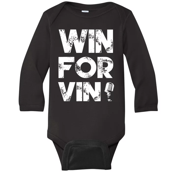 Los Angeles Baseball Announcer Win For Vin Microphone Baby Long Sleeve Bodysuit