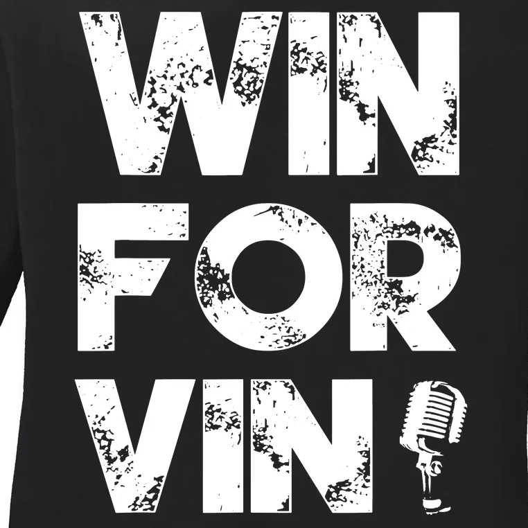 Los Angeles Baseball Announcer Win For Vin Microphone Ladies Long Sleeve Shirt