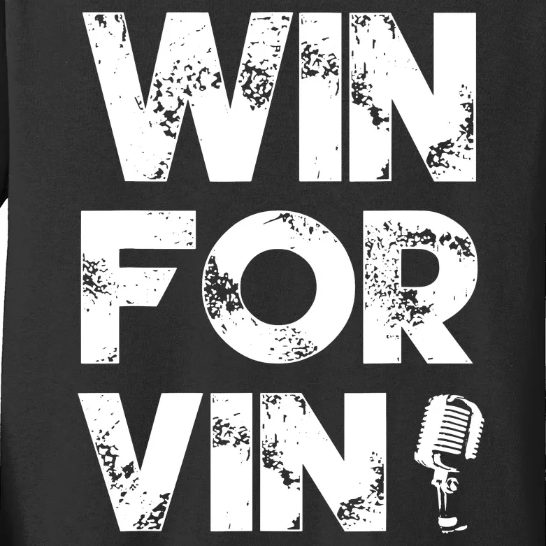 Los Angeles Baseball Announcer Win For Vin Microphone Kids Long Sleeve Shirt