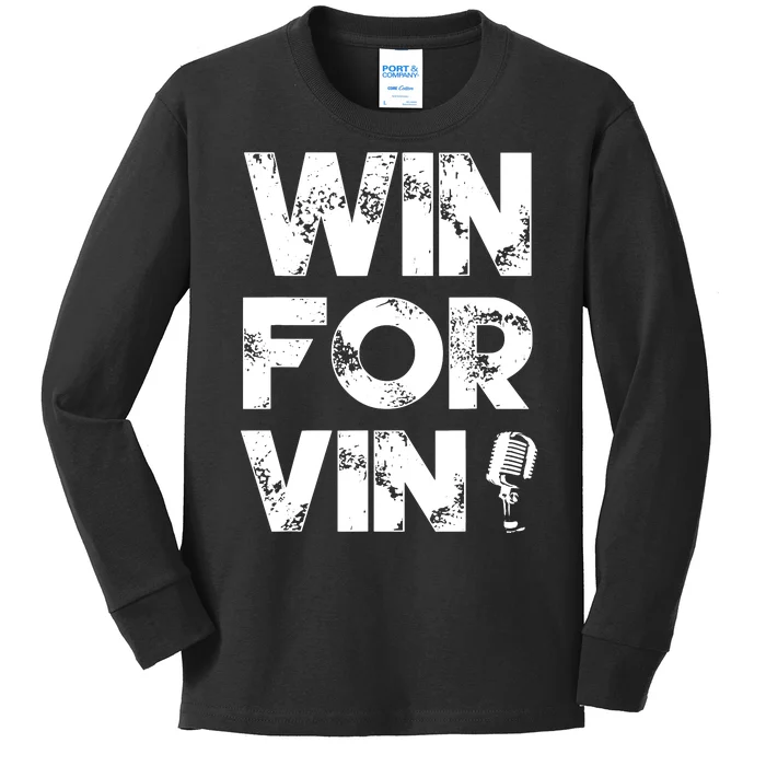 Los Angeles Baseball Announcer Win For Vin Microphone Kids Long Sleeve Shirt