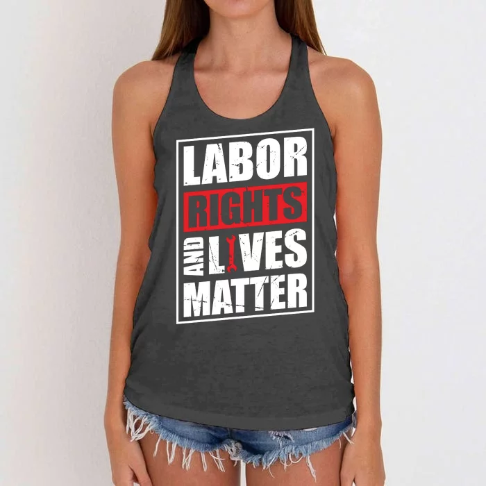 Labor Rights And Lives Matter Women's Knotted Racerback Tank