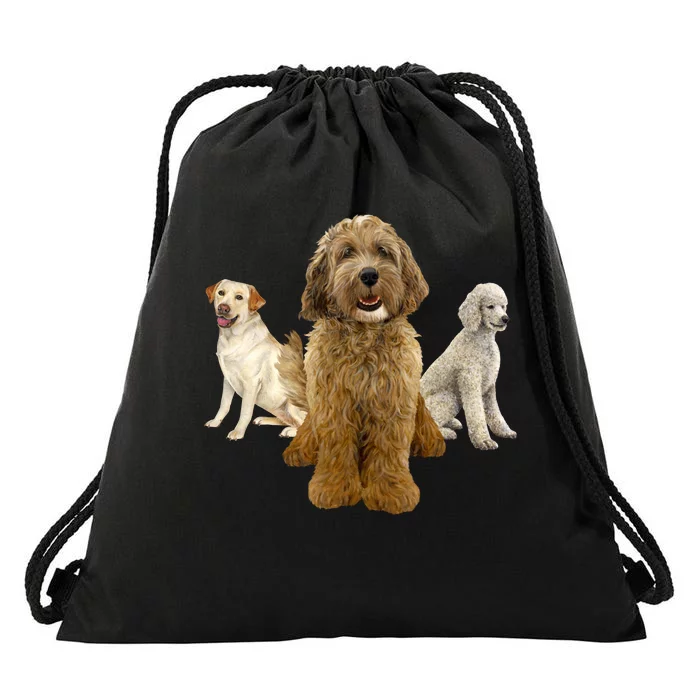 Labradoodle Trio Drawstring Bag