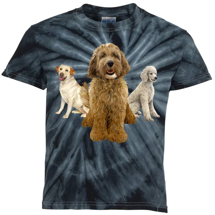 Labradoodle Trio Kids Tie-Dye T-Shirt