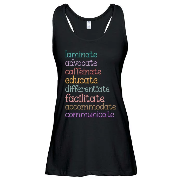 Laminate Advocate Caffeinate Educate Sped Special Education Ladies Essential Flowy Tank