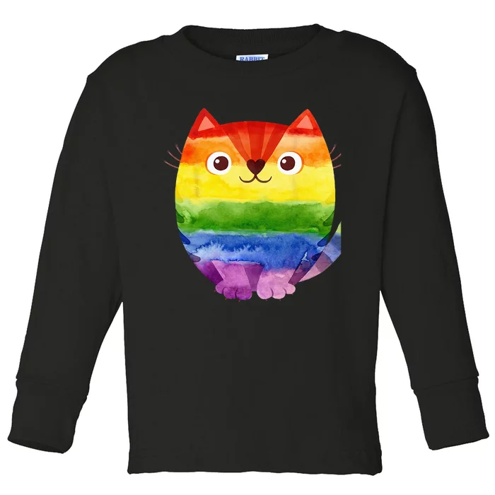 LGBT Allied Cat Be Kind Gay Rainbow Funny LGBTQ Toddler Long Sleeve Shirt