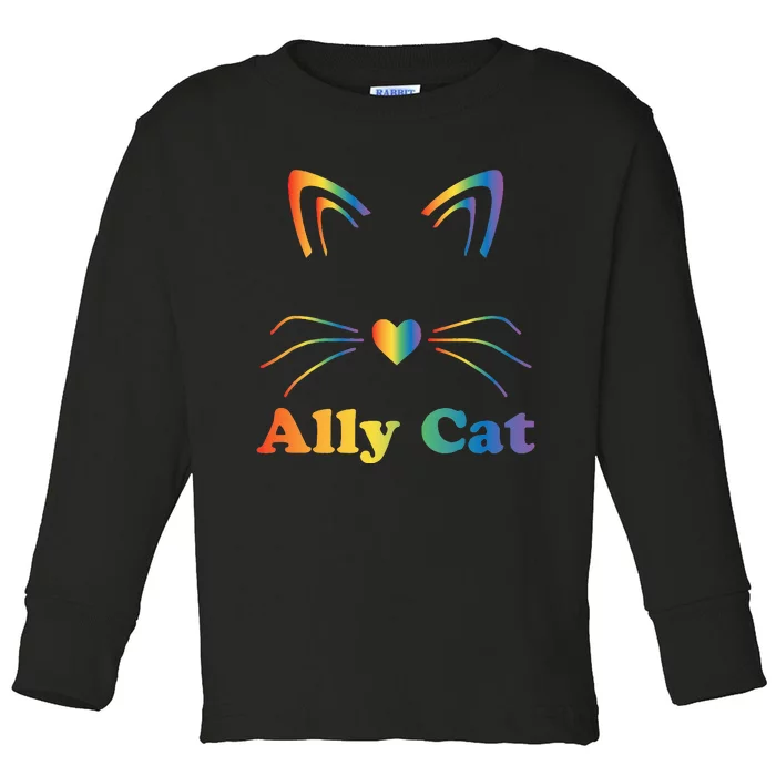 LGBTQ + Ally Cat LGBTQ Ally Cat Pride Toddler Long Sleeve Shirt