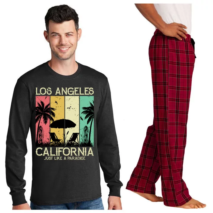 Los Angeles California Just Like A Paradise Retro Long Sleeve Pajama Set