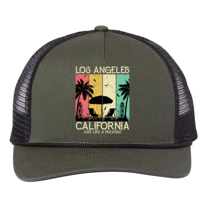 Los Angeles California Just Like A Paradise Retro Retro Rope Trucker Hat Cap