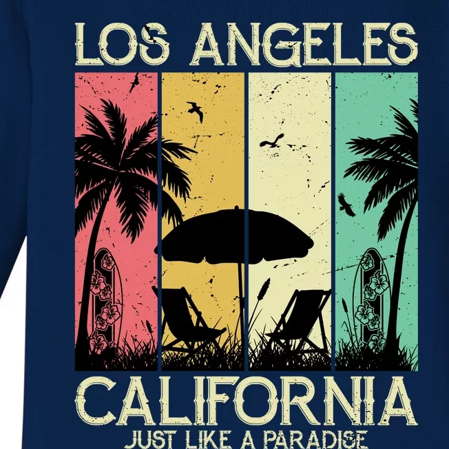 Los Angeles California Just Like A Paradise Retro Baby Long Sleeve Bodysuit