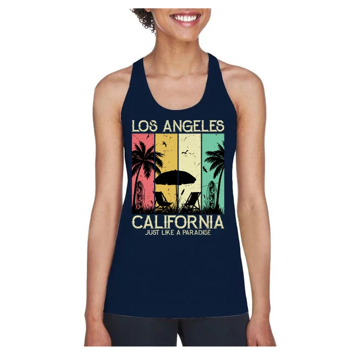 Los Angeles California Just Like A Paradise Retro Women's Racerback Tank