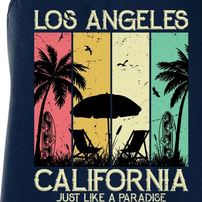 Los Angeles California Just Like A Paradise Retro Women's Racerback Tank