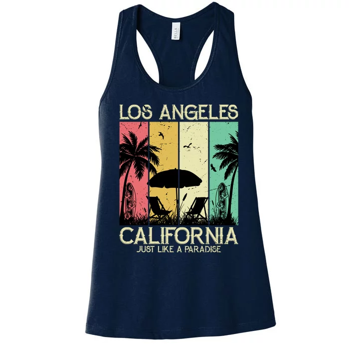 Los Angeles California Just Like A Paradise Retro Women's Racerback Tank