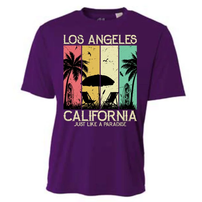 Los Angeles California Just Like A Paradise Retro Cooling Performance Crew T-Shirt