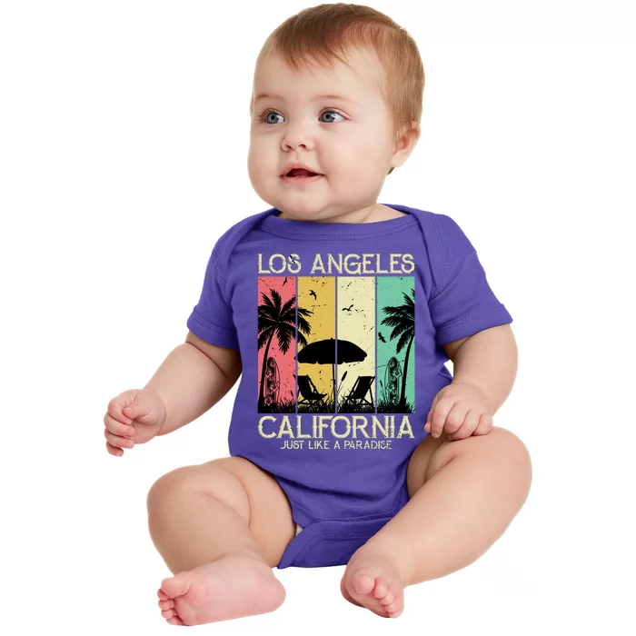 Los Angeles California Just Like A Paradise Retro Baby Bodysuit