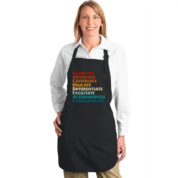 Laminate Advocate Caffeinate Educate SPED Special Education Full-Length Apron With Pocket