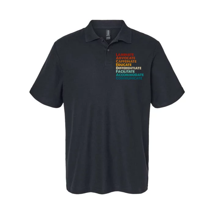 Laminate Advocate Caffeinate Educate SPED Special Education Softstyle Adult Sport Polo