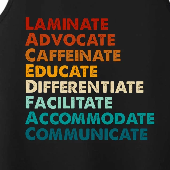 Laminate Advocate Caffeinate Educate SPED Special Education Performance Tank