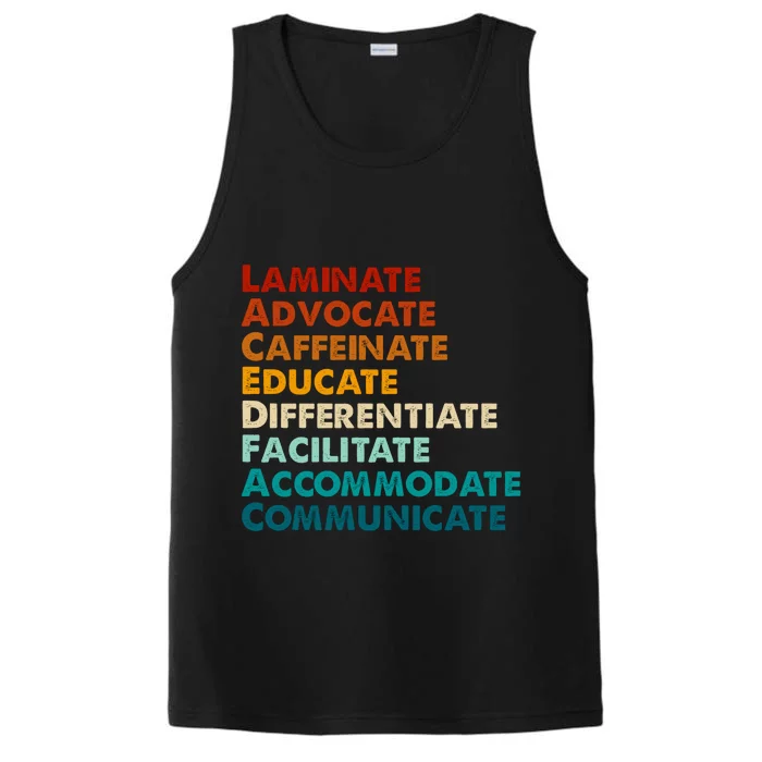 Laminate Advocate Caffeinate Educate SPED Special Education Performance Tank