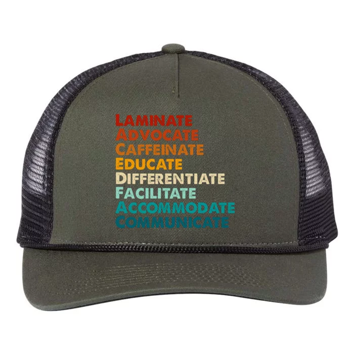 Laminate Advocate Caffeinate Educate SPED Special Education Retro Rope Trucker Hat Cap