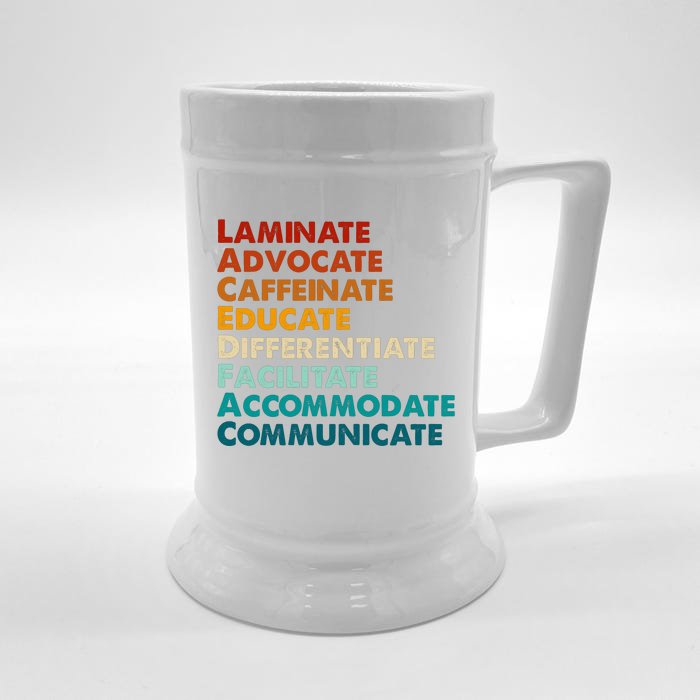 Laminate Advocate Caffeinate Educate SPED Special Education Front & Back Beer Stein