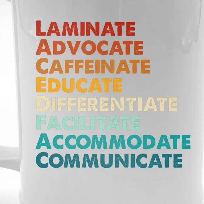 Laminate Advocate Caffeinate Educate SPED Special Education Front & Back Beer Stein