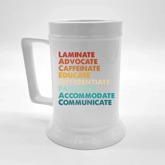 Laminate Advocate Caffeinate Educate SPED Special Education Front & Back Beer Stein