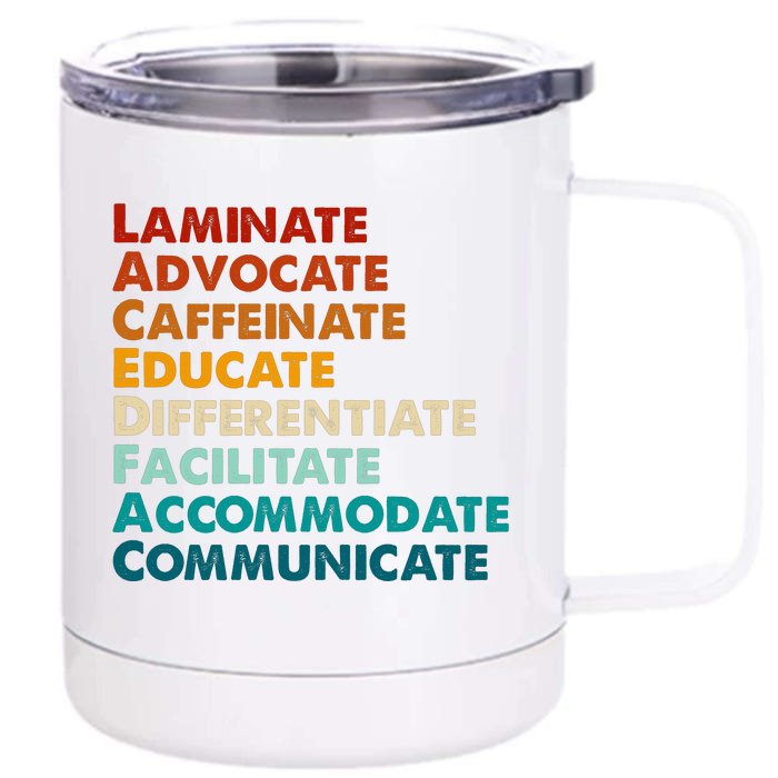 Laminate Advocate Caffeinate Educate SPED Special Education Front & Back 12oz Stainless Steel Tumbler Cup