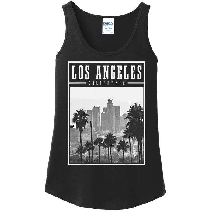 Los Angeles California La Skyline Vintage Pride Ladies Essential Tank