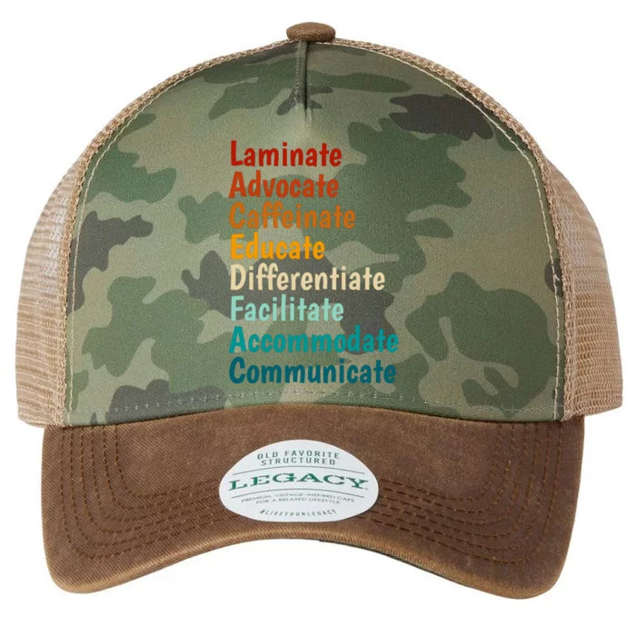 Laminate Advocate Caffeinate Educate SPED Special Education Legacy Tie Dye Trucker Hat