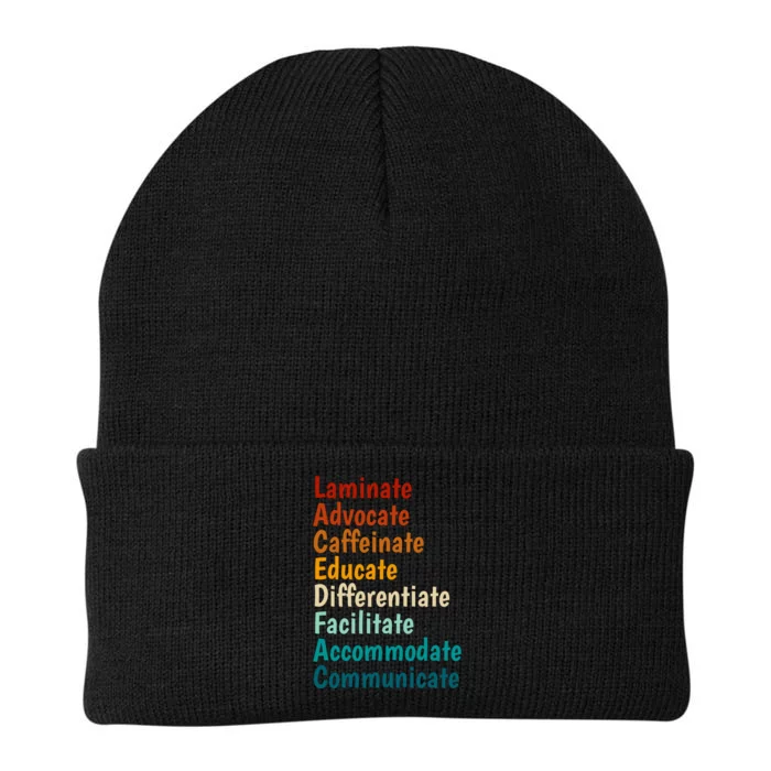 Laminate Advocate Caffeinate Educate SPED Special Education Knit Cap Winter Beanie