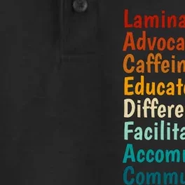 Laminate Advocate Caffeinate Educate SPED Special Education Dry Zone Grid Performance Polo