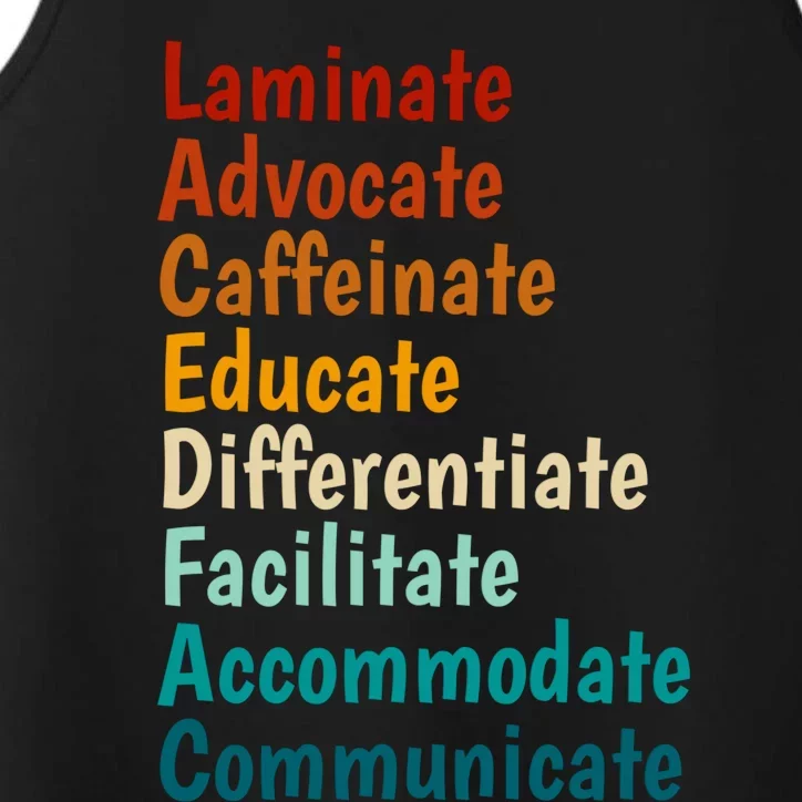 Laminate Advocate Caffeinate Educate SPED Special Education Performance Tank