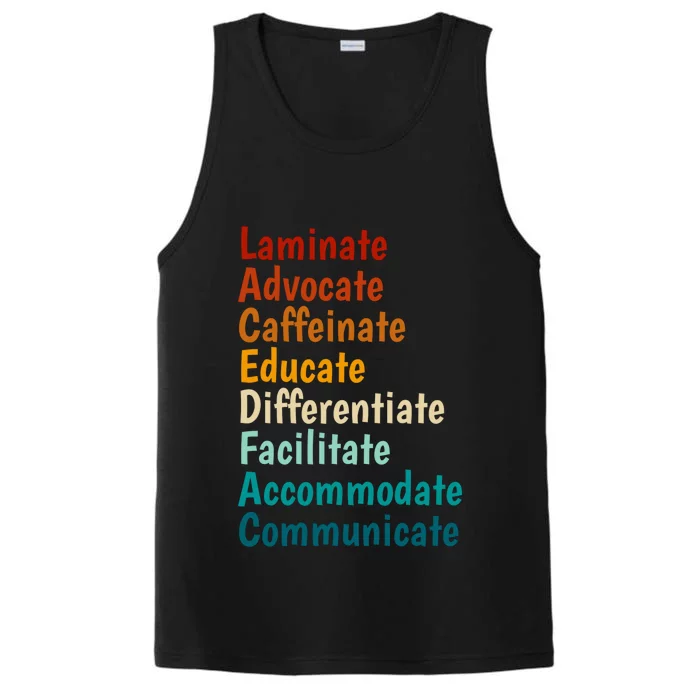 Laminate Advocate Caffeinate Educate SPED Special Education Performance Tank