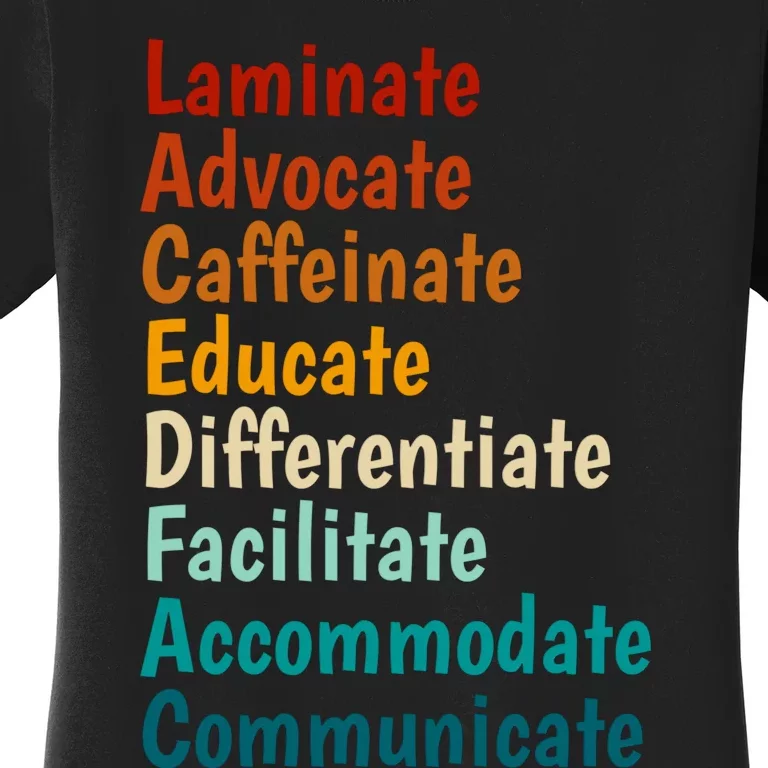 Laminate Advocate Caffeinate Educate SPED Special Education Women's T-Shirt