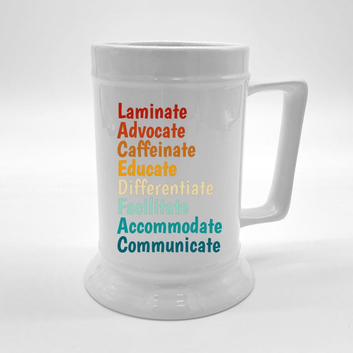 Laminate Advocate Caffeinate Educate SPED Special Education Front & Back Beer Stein