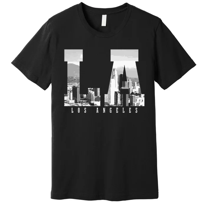 Los Angeles California La Skyline Pride Black White Vintage Premium T-Shirt