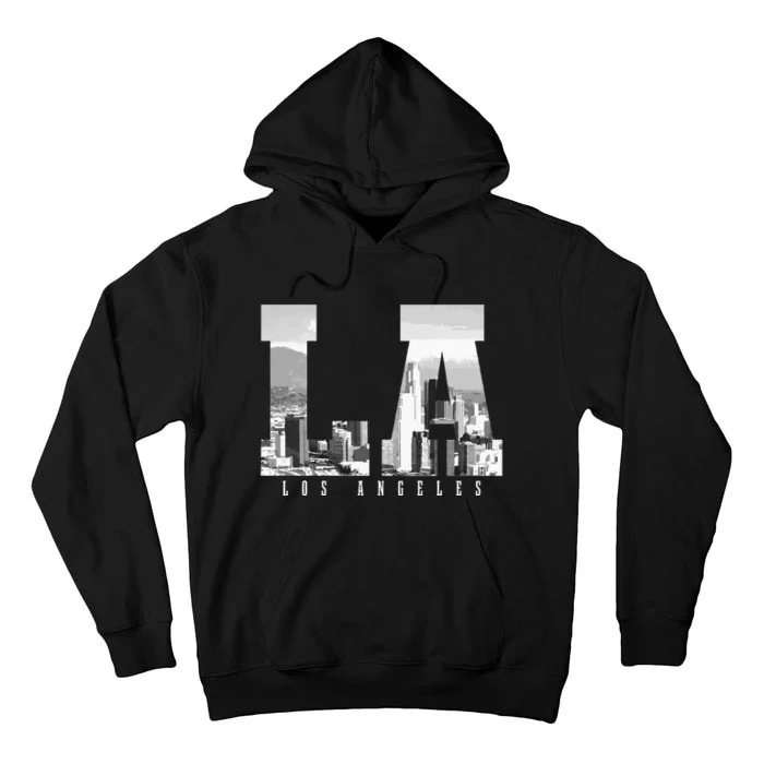 Los Angeles California La Skyline Pride Black White Vintage Tall Hoodie